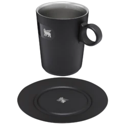 Stanley The DayBreak Café Latte Cup & Stillness Saucer | 10.6 OZ -Drinkware Shop B2B Web PNG Cafe Latte Cup Stillness Saucer 10 6OZ Matte Black Hero Exploded 3857345d 2f20 4e64 ab46 a76f583c2352