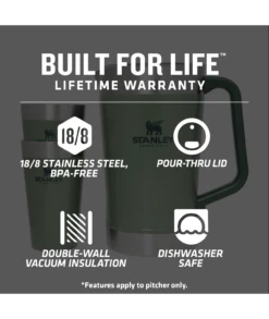 Stanley Classic Stay Chill Beer Pitcher Set -Drinkware Shop B2B Web PNG The Stay Chill Classic Pitcher Set 64oz Hammertone Green PT01