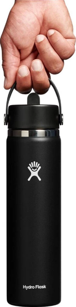 Hydro Flask Wide Mouth Water Bottle With Flex Straw Cap 24 Oz|-|Bouteille D'eau à Large Ouverture Avec Bouchon De Paille Flex 24 Onces -Drinkware Shop HYD W24BFS 7E 7EFront 20Black