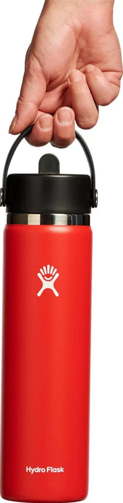 Hydro Flask Wide Mouth Water Bottle With Flex Straw Cap 24 Oz|-|Bouteille D'eau à Large Ouverture Avec Bouchon De Paille Flex 24 Onces -Drinkware Shop HYD W24BFS 7E 7EFront 20Goji