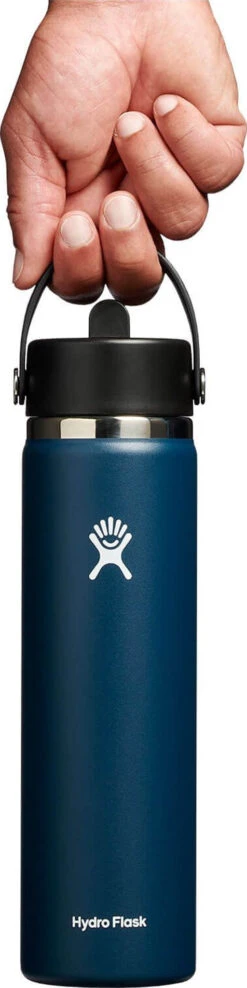 Hydro Flask Wide Mouth Water Bottle With Flex Straw Cap 24 Oz|-|Bouteille D'eau à Large Ouverture Avec Bouchon De Paille Flex 24 Onces -Drinkware Shop HYD W24BFS 7E 7EFront 20Indigo