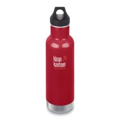 Klean Kanteen Classic Stainless Steel Bottle With Loop Cap - 20 Oz|-|Bouteille Classic En Acier Inoxydable Avec Couvercle Loop - 20 Onces -Drinkware Shop KKN 1003101 7EMineral 20Red