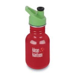 Klean Kanteen 12oz Kid Classic Stainless Steel Bottle With Sport Cap|-|Bouteille Kid Classic En Acier Inoxydable 12 Onces Avec Couvercle Sport -Drinkware Shop KKN 1003160 7EMineral 20Red
