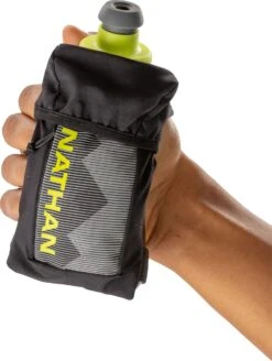 Nathan QuickSqueeze Handheld Bottle 12oz - Unisex|-|Bouteille à Ordinateur De Poche QuickSqueeze 12oz - Unisexe -Drinkware Shop NAT NS70280 7E 7EFront 20Black 20 20Finish 20Lime