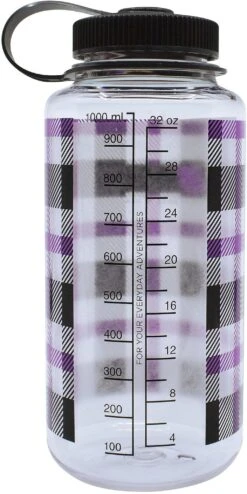 Nalgene Tritan 32oz Wide Mouth Bottle - Plaid|-|Bouteille Tritan Large Goulot 32 oz - Motif à Carreaux -Drinkware Shop NLG 682020 0130 7E 7EBack 20Plaid 20Purple