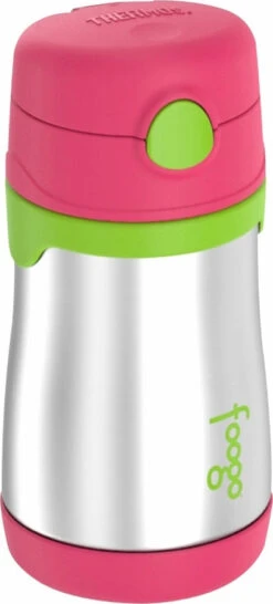 Thermos Stainless Steel Straw Bottle - 290 Ml|-|Bouteille En Acier Inoxydable Avec Paille - 290 Ml -Drinkware Shop TMS BS5354 7E 7ED1 20Stainless 20Steel 20 20Watermelon 20With 20Green 20Accents 383f83cf 9118 44d7 b9f1 663afbeb081f